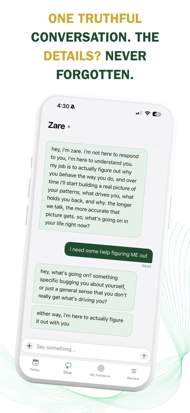 A conversation with Zare in the app