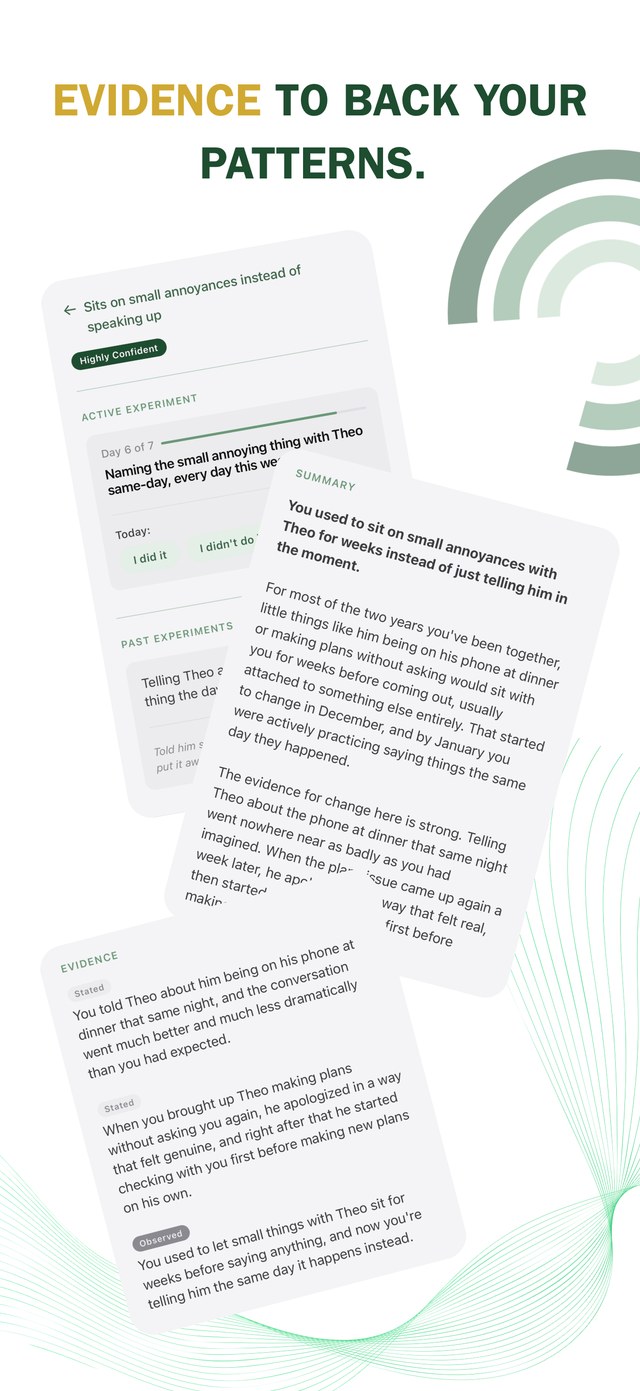 A pattern's detail view showing its evidence and summary